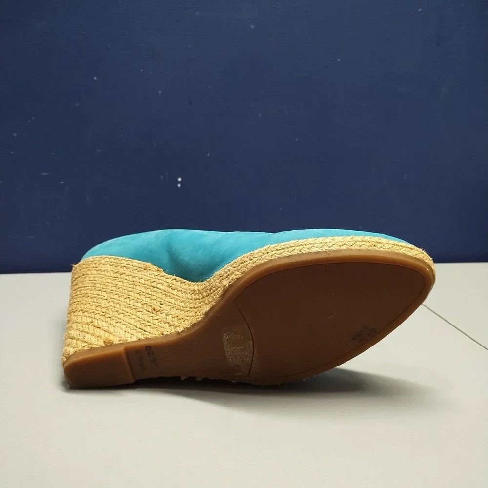 Schutz Espadrille‎ Wedges Heels Womens US 10 Tan Green Suede Upper Rubber Sole